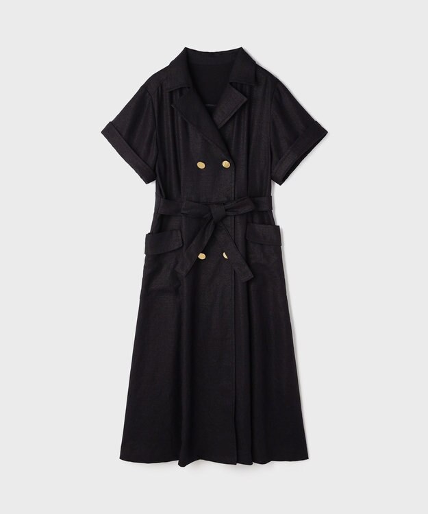 GRACE CONTINENTAL リネンタッチミリタリードレス ネイビー