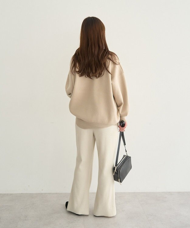 earth music&ecology セルフカットテレコフレアパンツ Light Beige