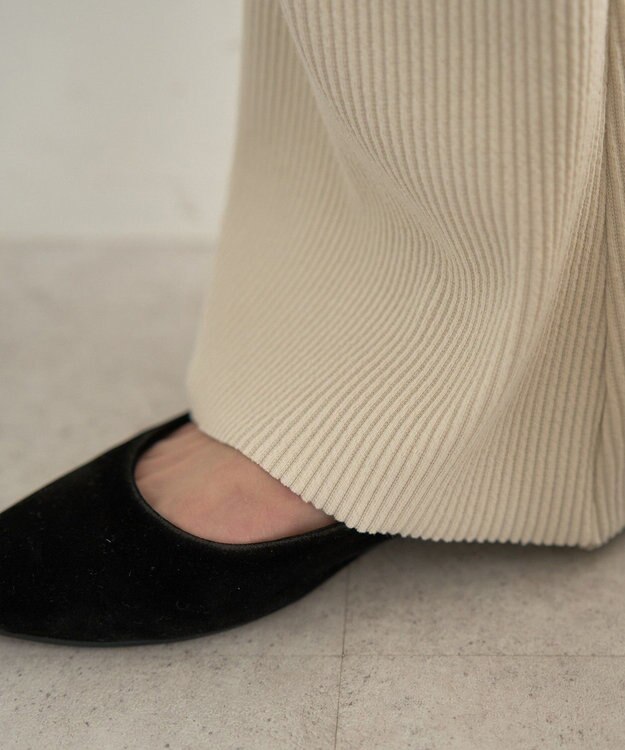 earth music&ecology セルフカットテレコフレアパンツ Light Beige