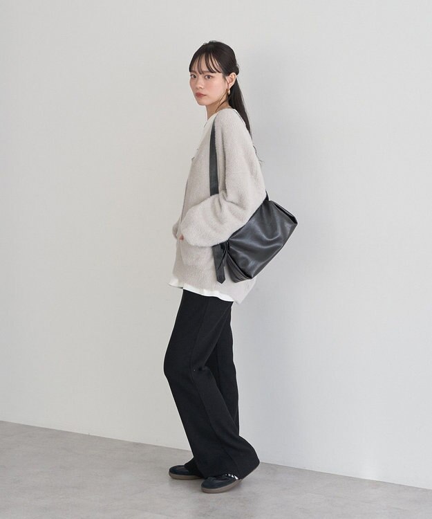 earth music&ecology セルフカットテレコフレアパンツ Black