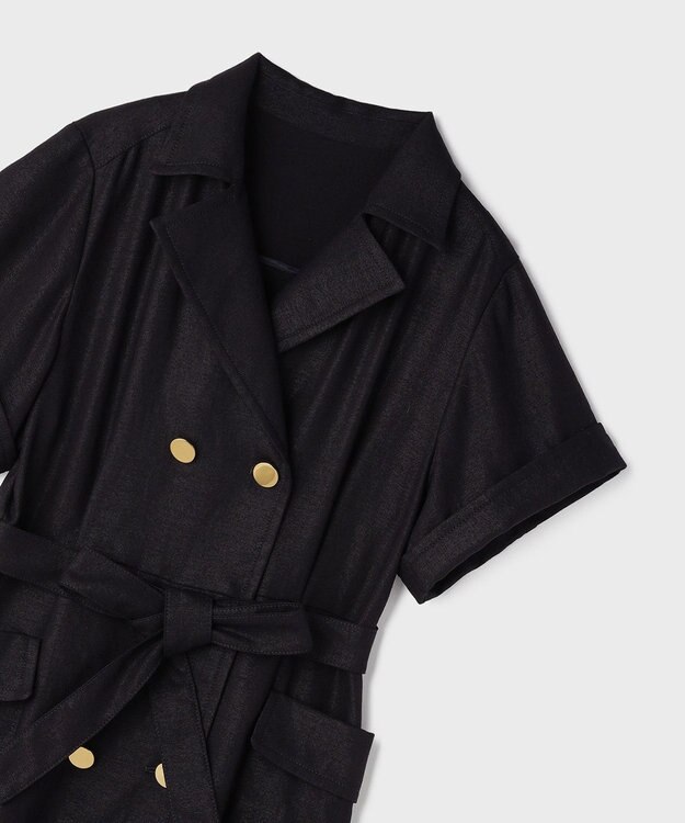 GRACE CONTINENTAL リネンタッチミリタリードレス ネイビー