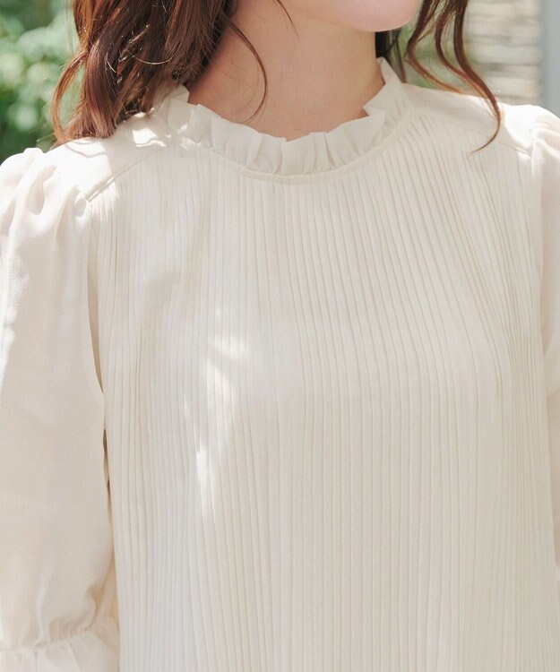 Tiaclasse 【前後2way・洗える】シアープリーツブラウス オフホワイト