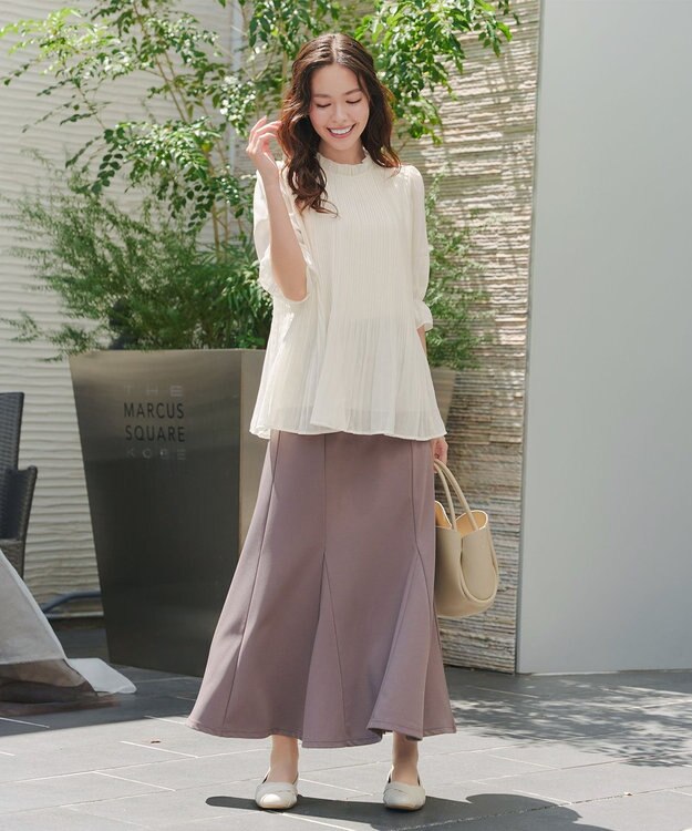 Tiaclasse 【前後2way・洗える】シアープリーツブラウス オフホワイト