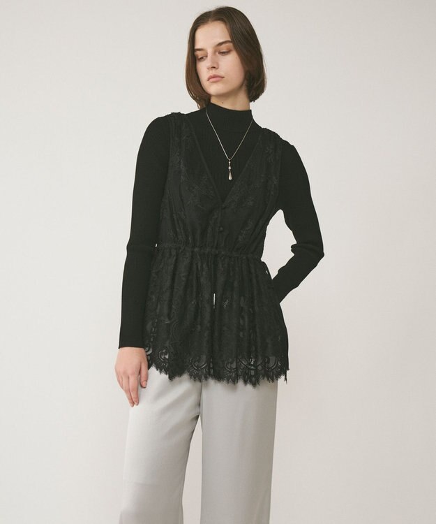 GRACE CONTINENTAL レースノースリーブブラウス ブラック