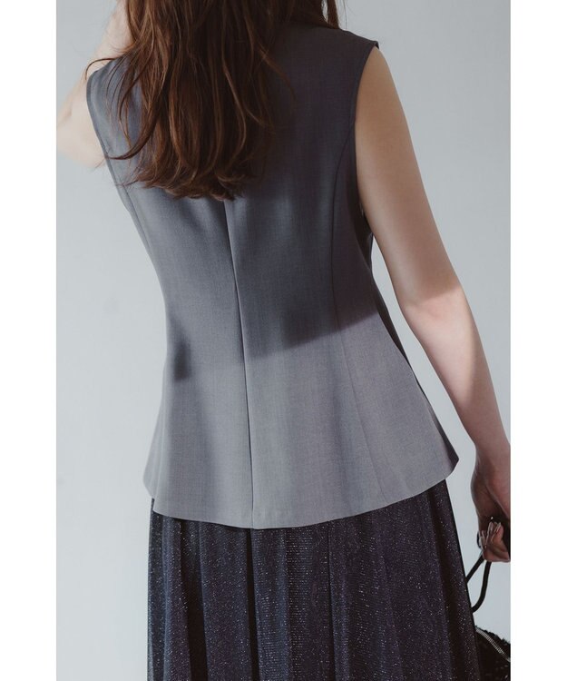 ANY SIS 【スタイリストコラボ】ジレ×ラメチュールスカート セットアップ グレー