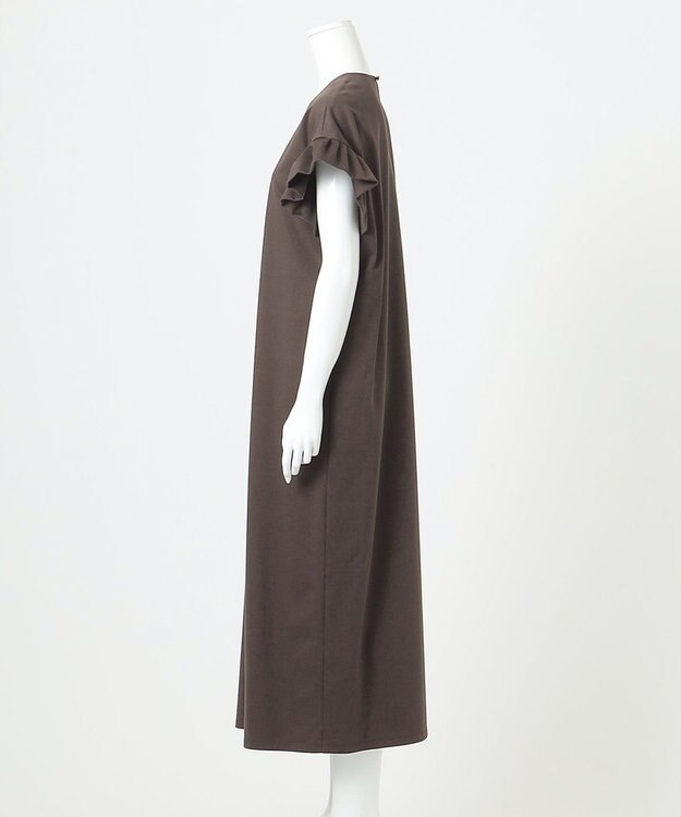 23区 【R(アール)】プレミアムコットンジャージー フリルスリーブ ワンピース ブラウン系