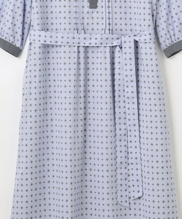 J.PRESS LADIES S 【洗える】ジオメトリックプリント ワンピース サックス系