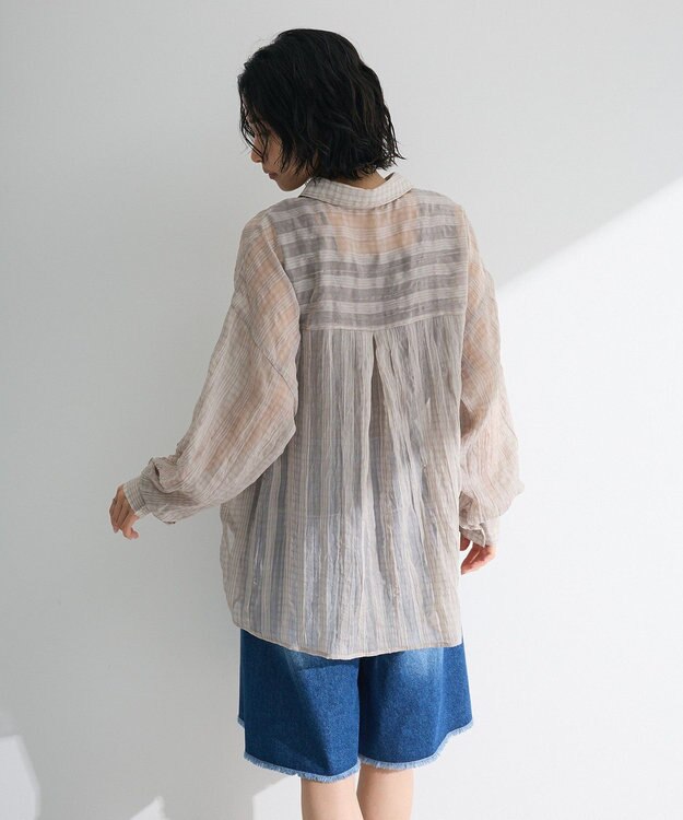 Green Parks シアーワッシャーロングスリーブシャツ Light Gray