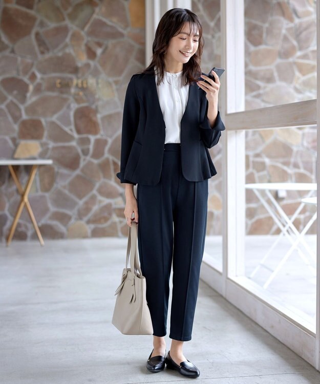 Tiaclasse L 【ストレッチジョーゼット】フレアジャケット ネイビー