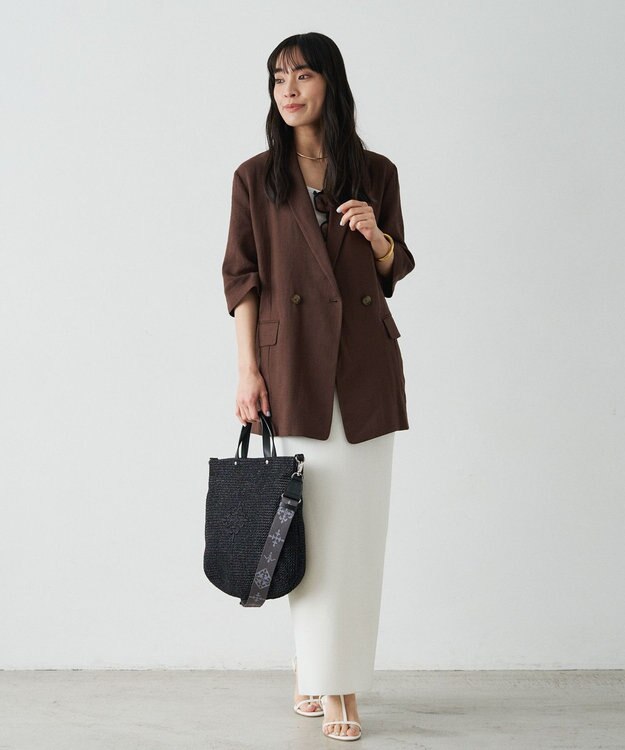 russet スリム2WAYトートバッグ <ナイロンラフィア>(CE-1717-WEB) Black