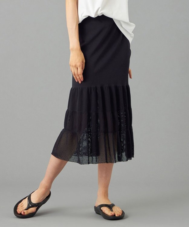 Chacott 【ノーソーイングニット】ティアードニットスカート ブラック