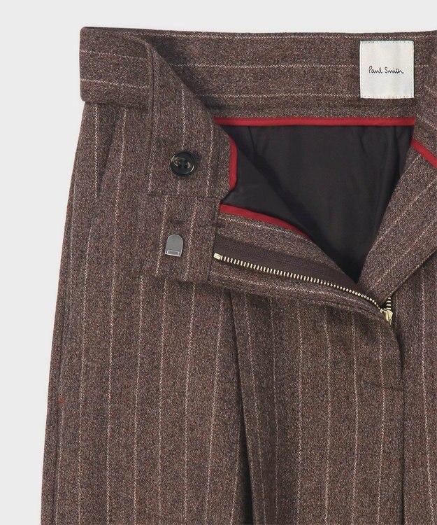 Paul Smith ストライプ ウール ワイドパンツ ブラウン