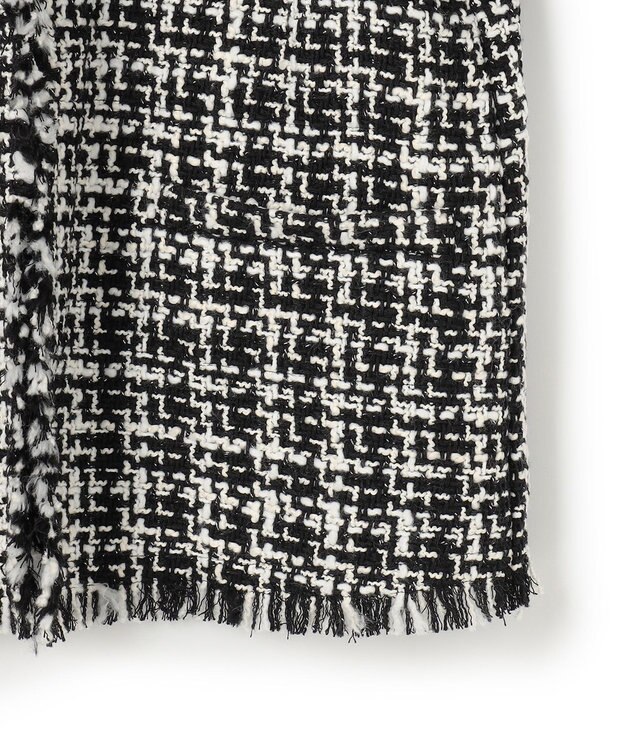 ICB 【CLASSY.1月号掲載】ルレックスツイード ノーカラージャケット ブラック×オフホワイト系