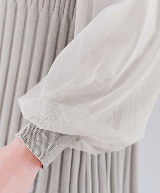 Tiaclasse チュールスリーブニットチュニック グレー