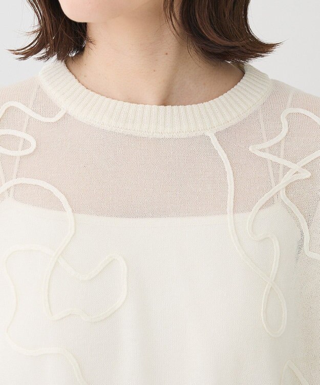 Green Parks ・ＡＮＤＳＥＡＲＣＨ　コード刺繍シアーニット Off White