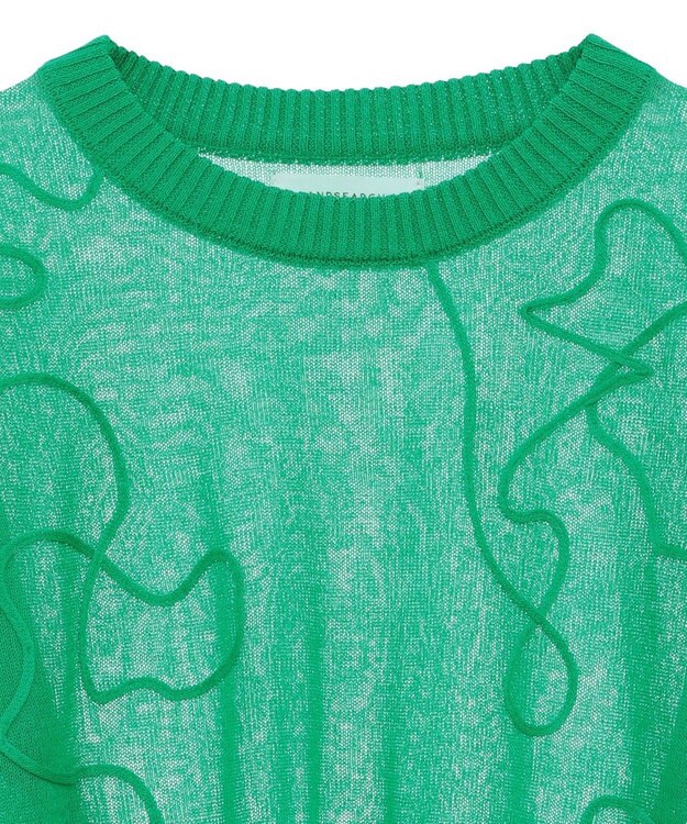 Green Parks ・ＡＮＤＳＥＡＲＣＨ　コード刺繍シアーニット Green