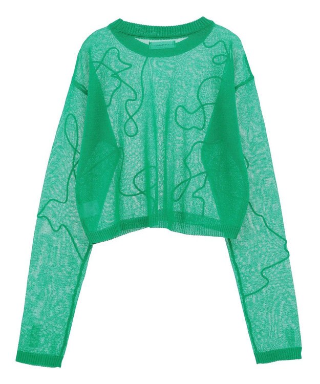 Green Parks ・ＡＮＤＳＥＡＲＣＨ　コード刺繍シアーニット Green