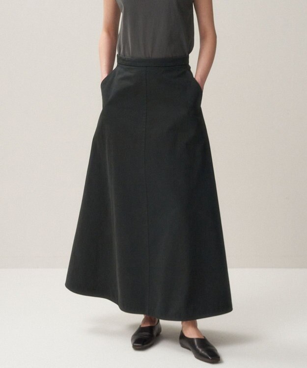 ATON NIDOM COTTON | Aラインスカート CHRACOAL GRAY