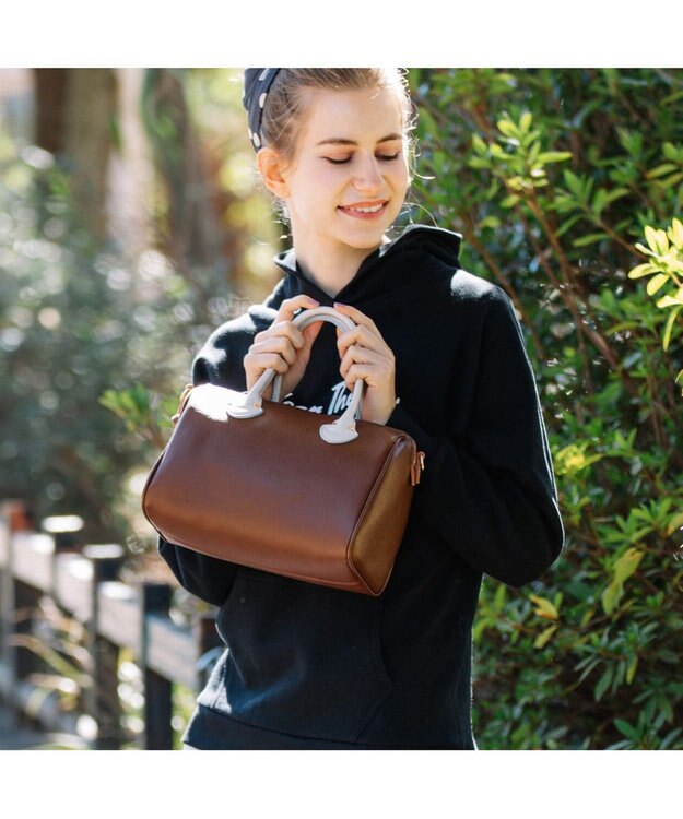 UNBILLION perche / 牛革オイル2wayテープショルダーS ブラウンアイボリー