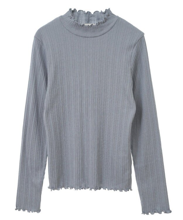 earth music&ecology ランダムチェーンリブハイネックプルオーバー Sax