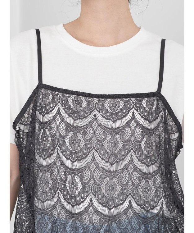 earth music&ecology ＳＥＴ２点レースキャミソール＋ＴＥＥ Black