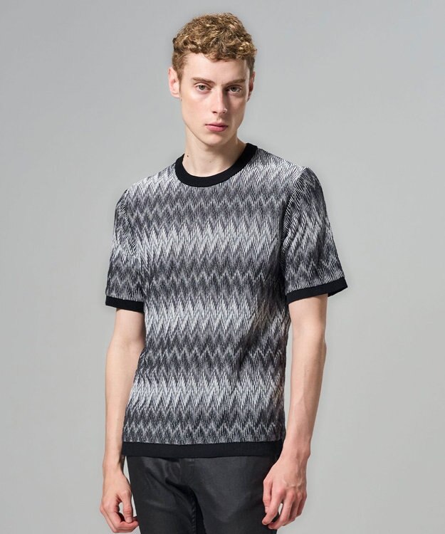 JOSEPH HOMME 【新柄】フォググラデーション　半袖クルーネックニット グレー系1