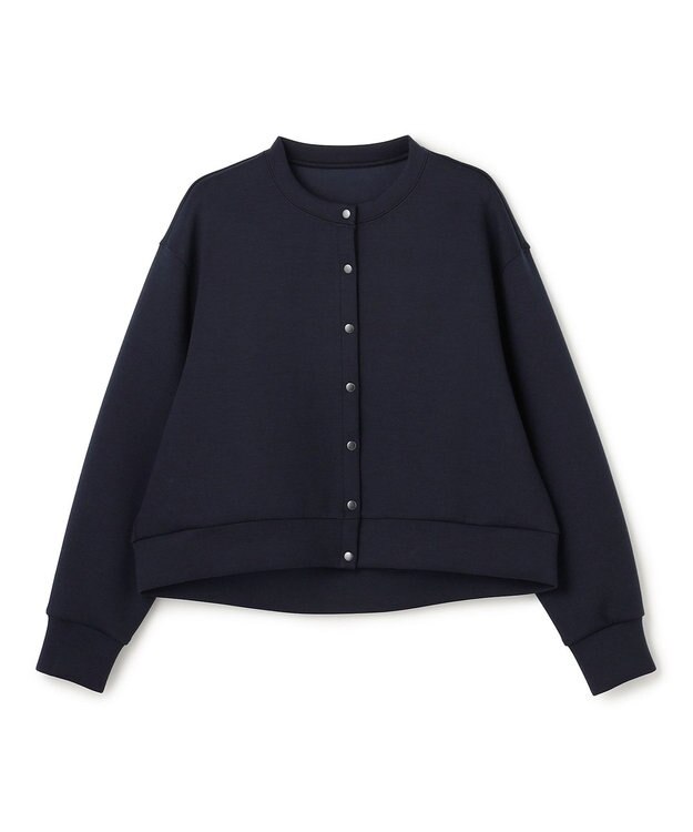 UNFILO L 【野呂佳代さん着用/新色追加】BEAUTY FORM JERSEY スナップカーディガン [NEW]ネイビー