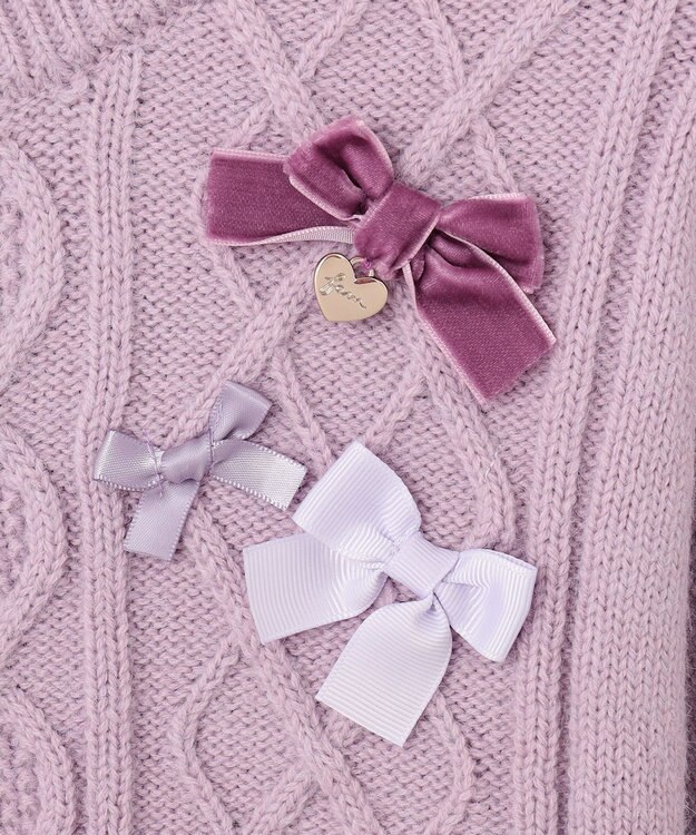 ANY KIDS リボン ケーブル ニット ラベンダー