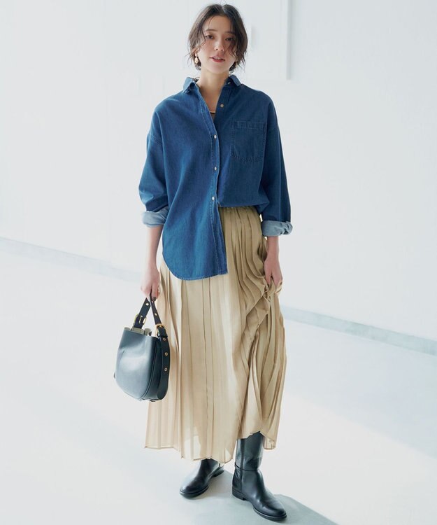 23区 S 【洗える】ライトダンガリー 2WAY シャツ インディゴ