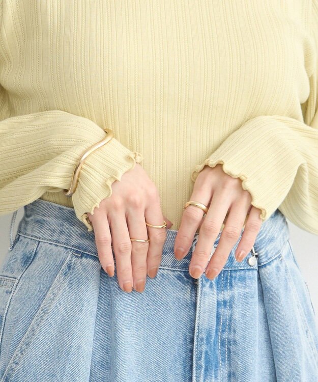 earth music&ecology ランダムチェーンリブハイネックプルオーバー Yellow