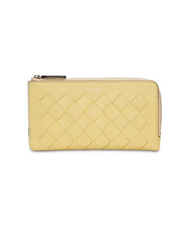PELLE BORSA メッシュL字ファスナーコンパクト長財布 Chrono Weave クロノウィーブ 5843 クリームイエロー