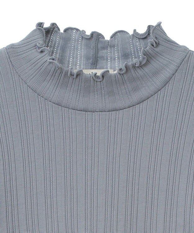 earth music&ecology ランダムチェーンリブハイネックプルオーバー Sax