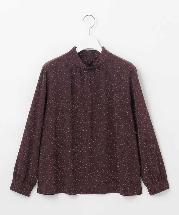 J.PRESS LADIES 【洗える】フェミニッシュパウダー dots ボウタイ ブラウス ワイン系5