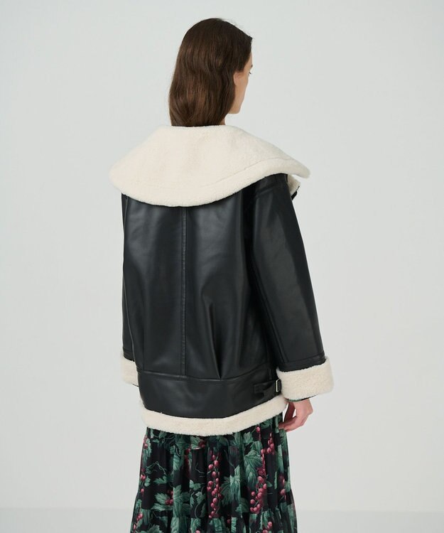 GRACE CONTINENTAL フェイクムートンフライトジャケット ブラック