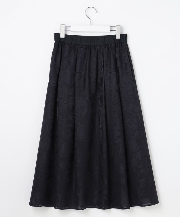 自由区 L 【17号サイズまで展開・セットアップ対応】フラワーオパールプリント スカート ネイビー