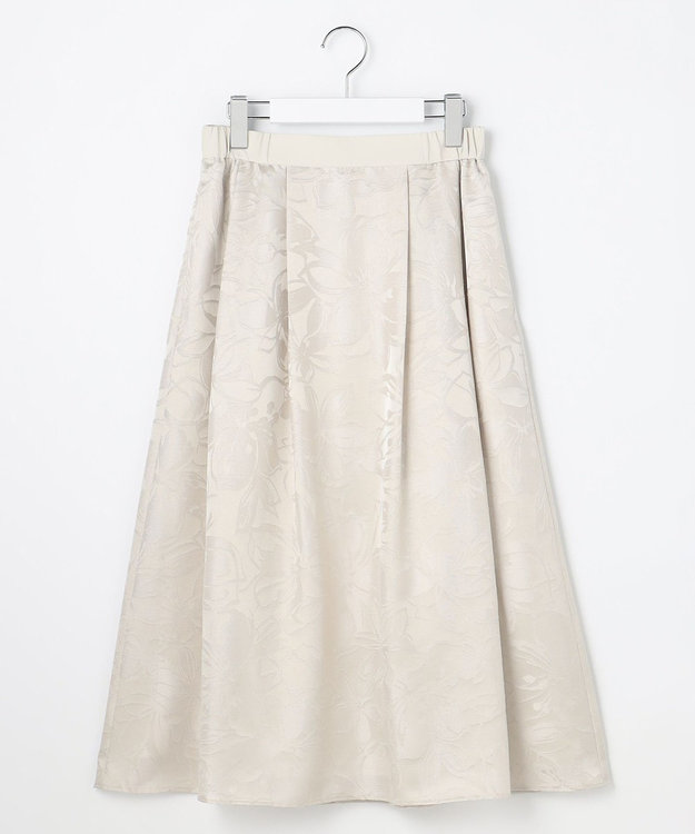 自由区 L 【17号サイズまで展開・セットアップ対応】フラワーオパールプリント スカート ベージュ