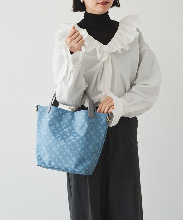 russet ナイロンジャガード2WAYタウントートバッグ(SF-260) DustyBlue