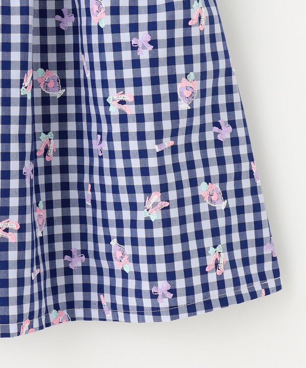ANY KIDS ギンガム 発泡プリント スカート 青系チェック