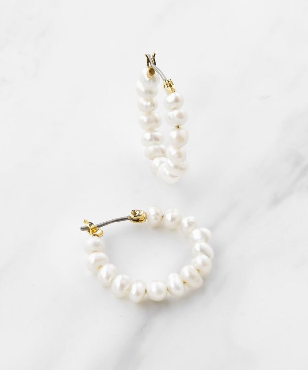 TOCCA PEARL HOOP PIERCED EARRINGS 淡水バロックパール ピアス ゴールド系