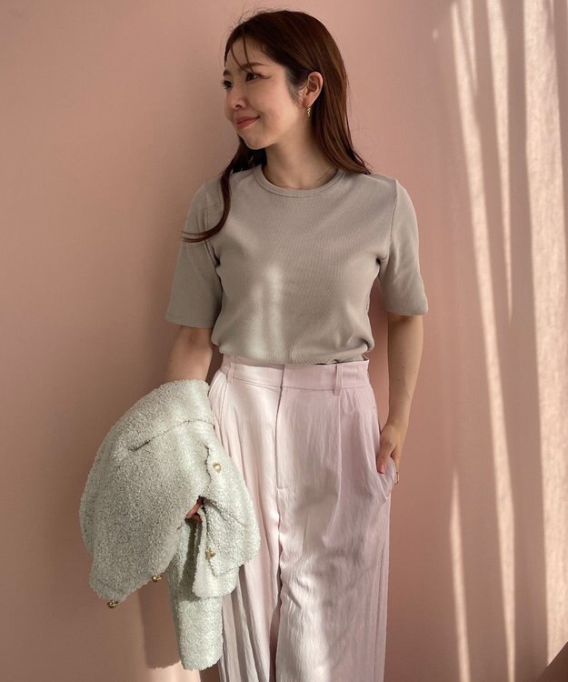 UNFILO BEAUTYFORM-Tコットン ベーシックTシャツ グレージュ