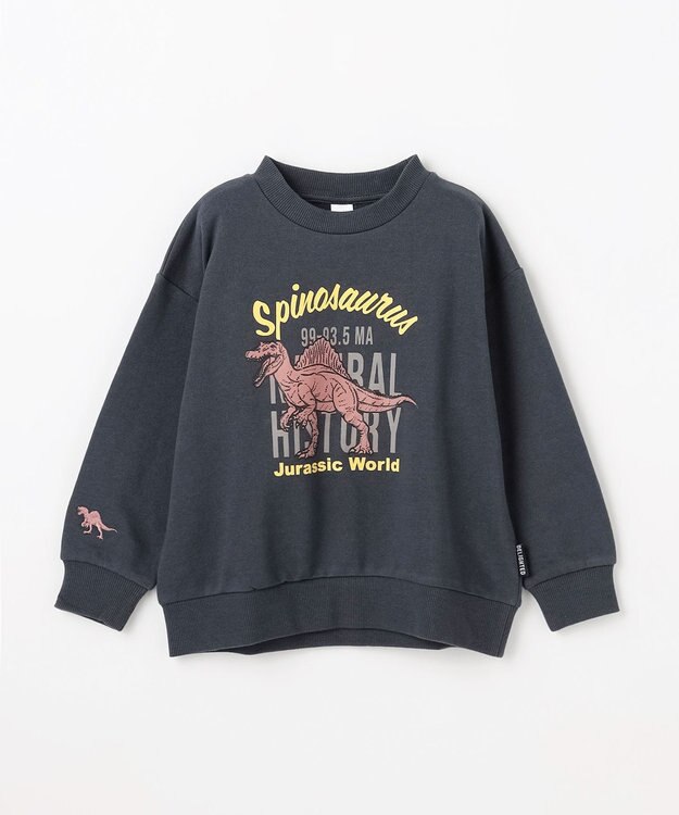 ANY KIDS 恐竜プリント 裏毛トレーナー チャコール