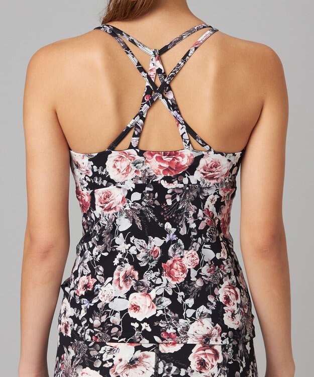 Chacott Chacott BALANCE ホリデーローズブラトップ ブラックプリント