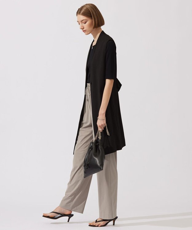 ICB 【洗える】T/Rドライリネン ジレ ブラック系