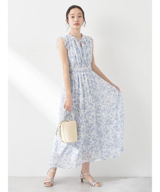 earth music&ecology ノースリ花柄ワンピース Blue