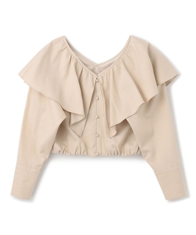 uncrave 【手洗い可】シャンブレー ラッフル ブラウス（uncrave WHITE） エクリュ