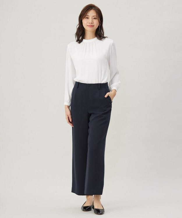 J.PRESS LADIES ジョーゼット モックネック カットソー ホワイト系