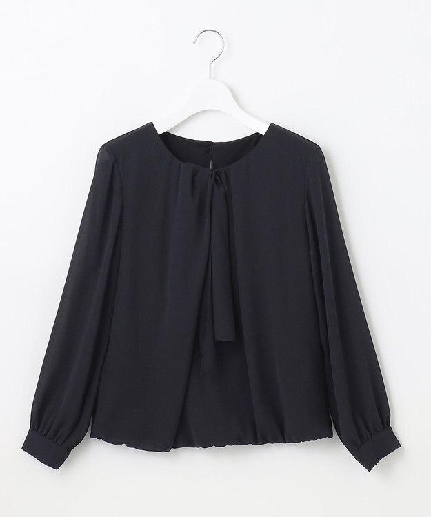 自由区 【XSサイズ～/洗える】ロイヤルシフォン デザインブラウス ネイビー系