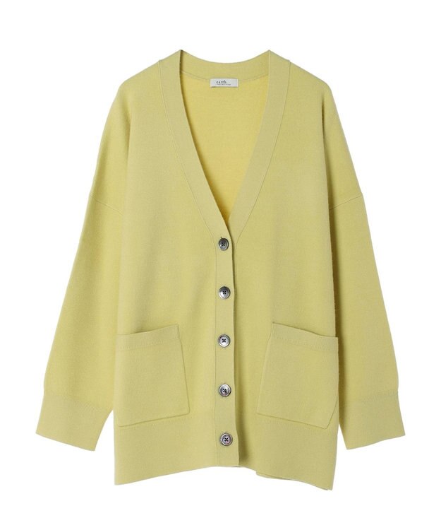 earth music&ecology やわらかタッチＶネックカーディガン Yellow