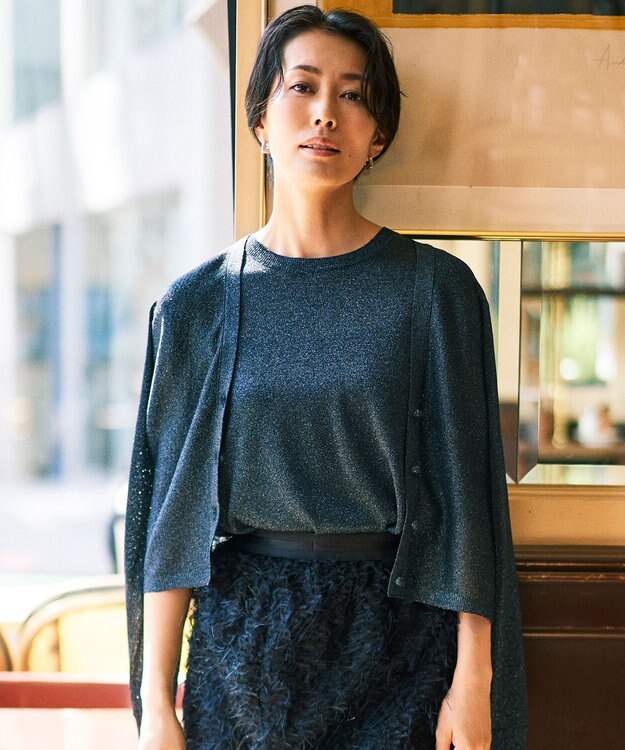 自由区 S 【カタログ掲載】カラーミックスラメスリーブレス ニット ネイビー