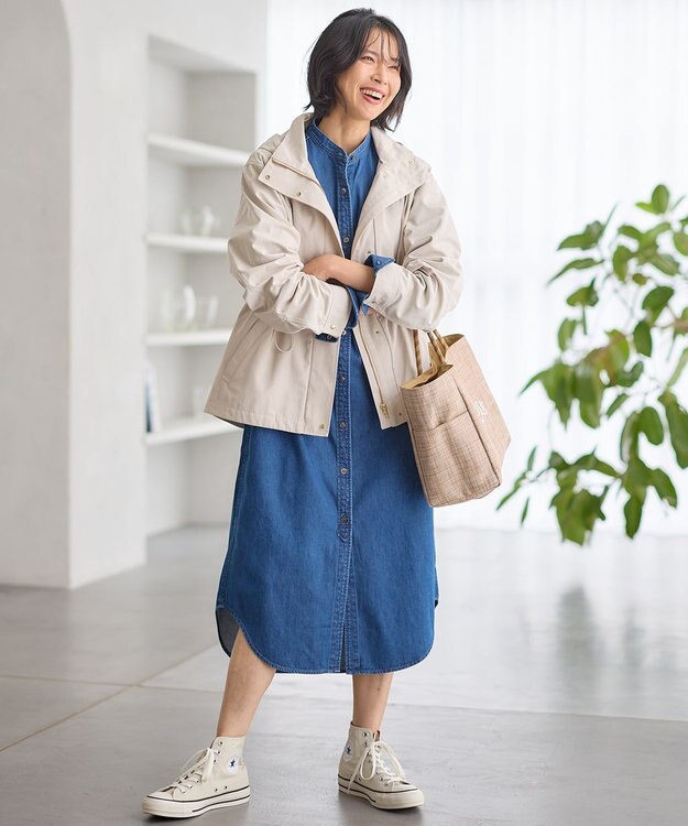 23区 【Oggi4月号掲載/洗える】23区DENIM ライトダンガリー シャツワンピース インディゴ